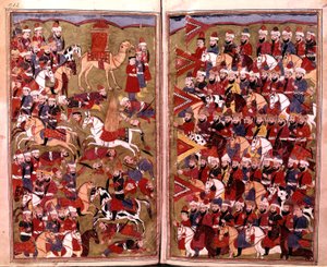 ミルジャムハンマドラフィバジル作のハムライハイダリの図である656年のジャマルの戦いでのアイチャ軍、1808年 作： Indian School